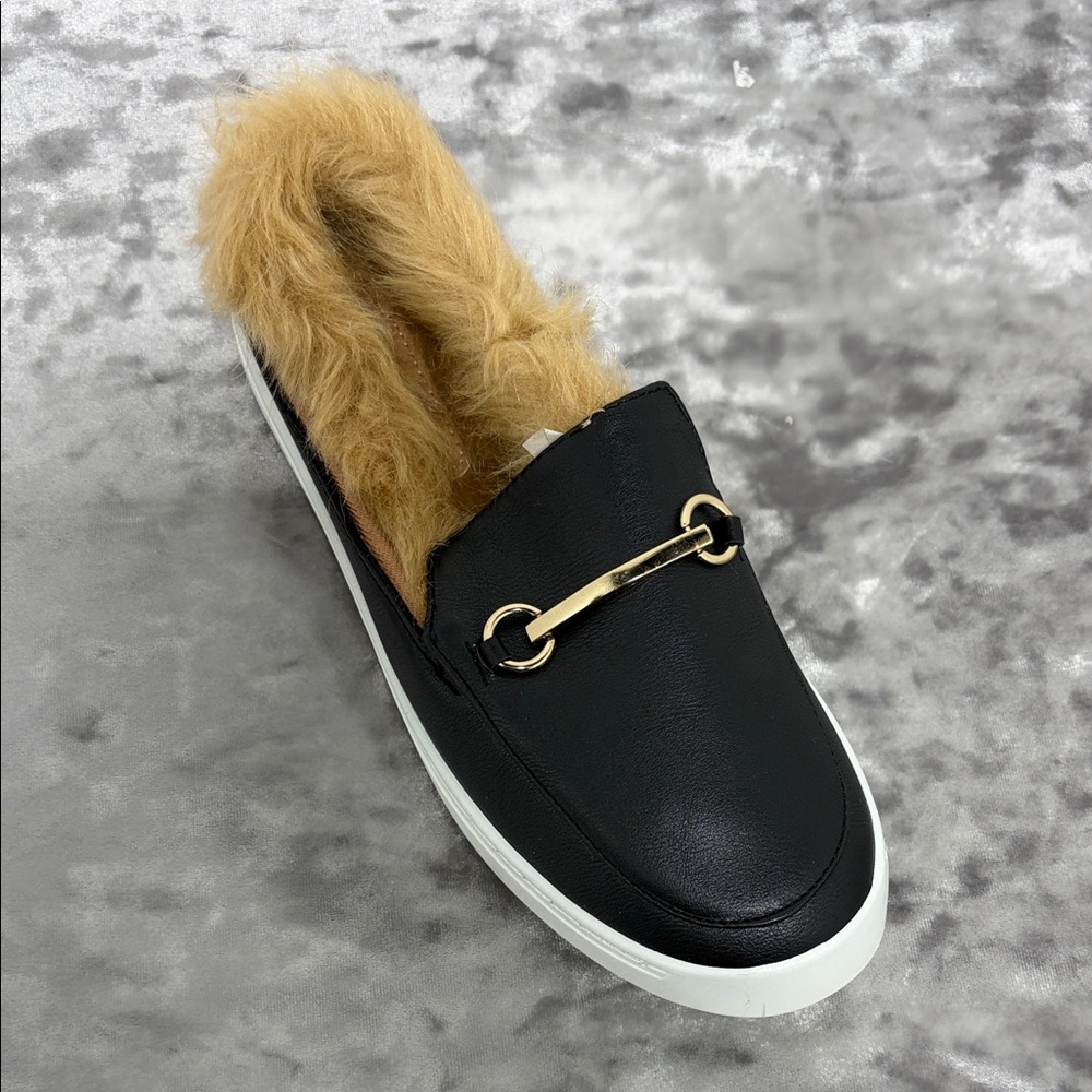 BAMBOO Black Faux-Fur Lined Slip-On